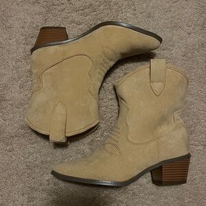 Faux suede western ankle boots